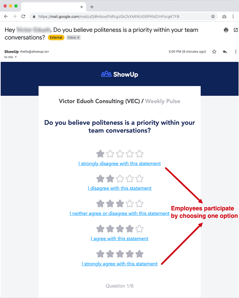 ShowUp's Pulse Email Survey